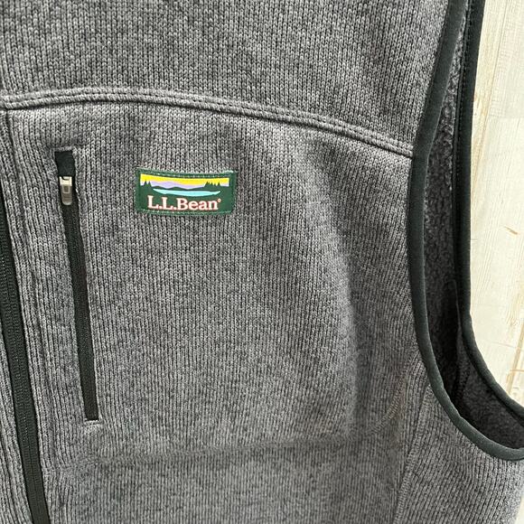 LL Bean Sweater Fleece Vest Mens XL Tall Gray Slightly Fitted Full Zip 510174 - Picture 2 of 6